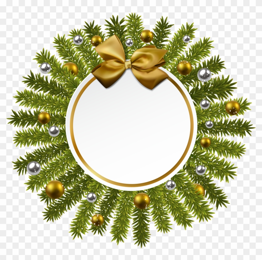 Pine And Gold Bow Christmas Decoration Png Clipart - Trapezoidal Thread Pitch Gauge #38247