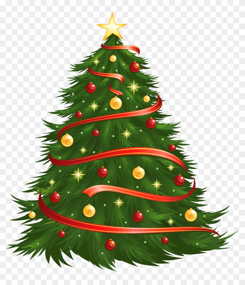 Large Size Transparent Decorated Christmas Tree Png - Christmas Tree Vector Png #38295