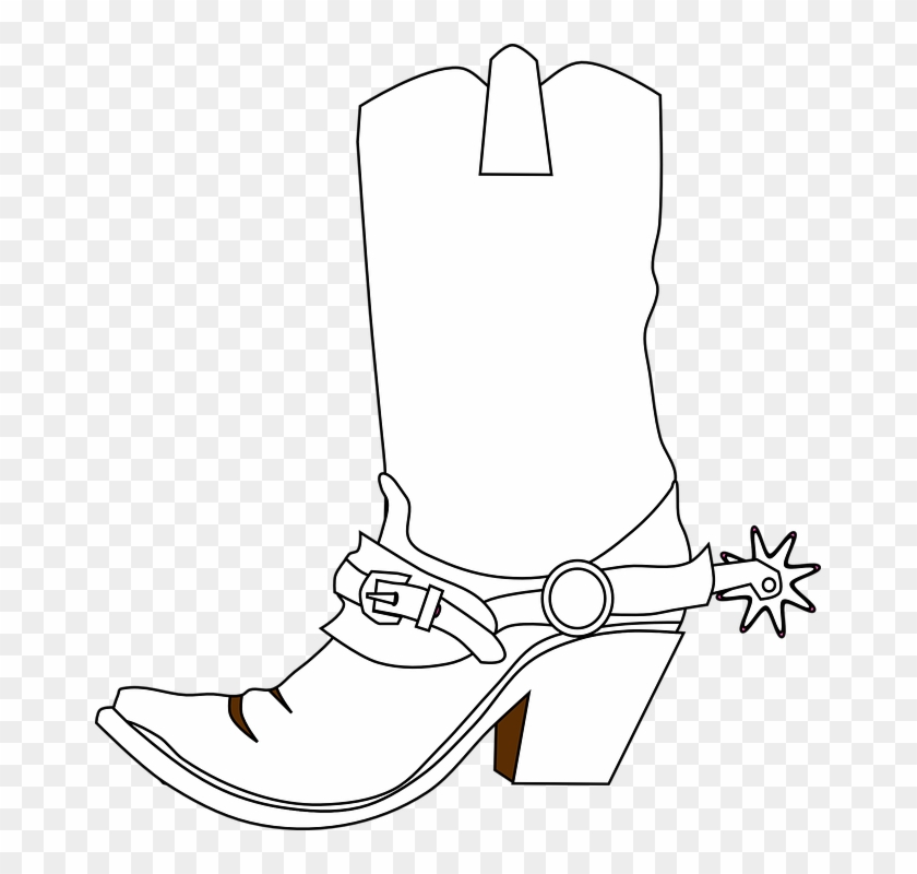 Cowboy Boots Spurs Boots Western Boots Bronco Boots - Black And White Old West Cowboy Boots Clipart #38474