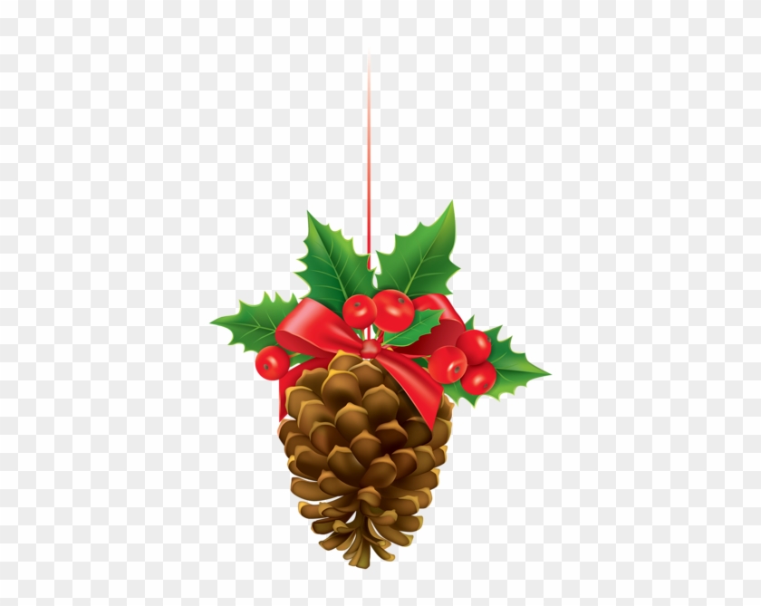 Christmas Pinecone With Mistletoe Png Clipart Image - Christmas Pine Cone Clipart #38490