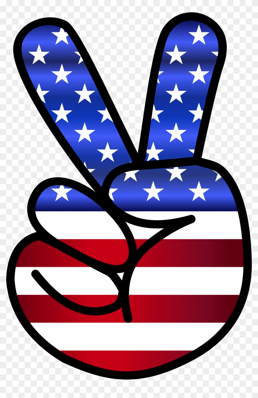 American Flag Clip Art Small - American Flag Peace Sign Hand #39027