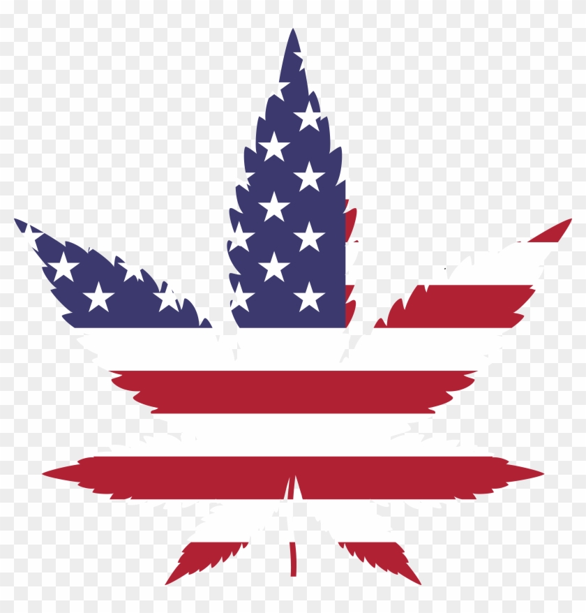 Free Clipart Of A Pot Leaf With An American Flag Pattern - Marijuana Leaf American Flag #39153