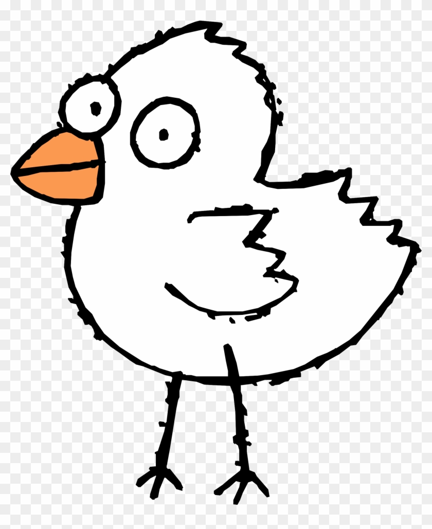 Cartoon Bird 2 Black White Line Art Scalable Vector - Black And White Cartoon Bird #40232