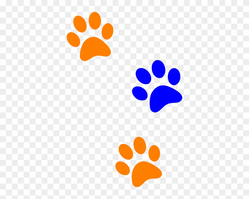 Art Cat Paw Print Clip Art Tattoo - Orange And Blue Paw Prints #40668