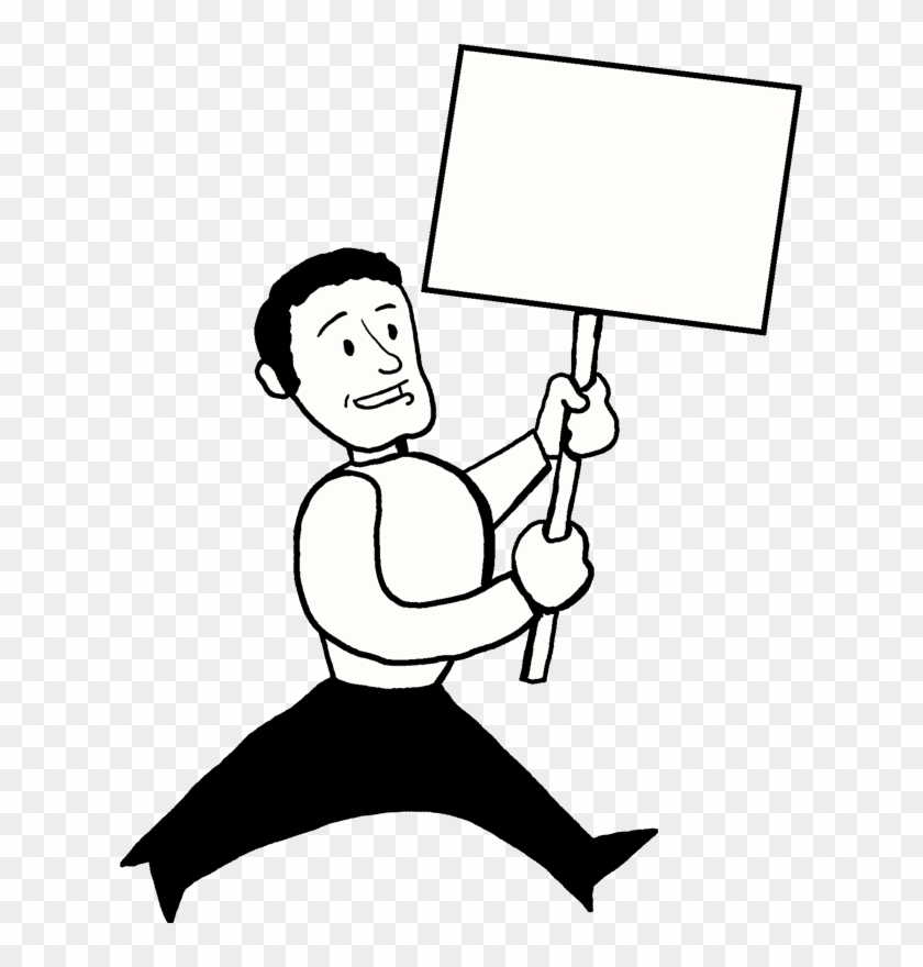 Helping Hand Clipart - Cartoon Guy Holding Sign Png #40895