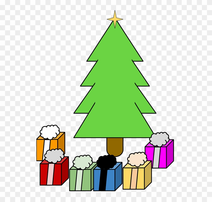 Pine Tree Christmas Gifts Santa Family Presents - Basit Çam Ağacı Çizimi #41017