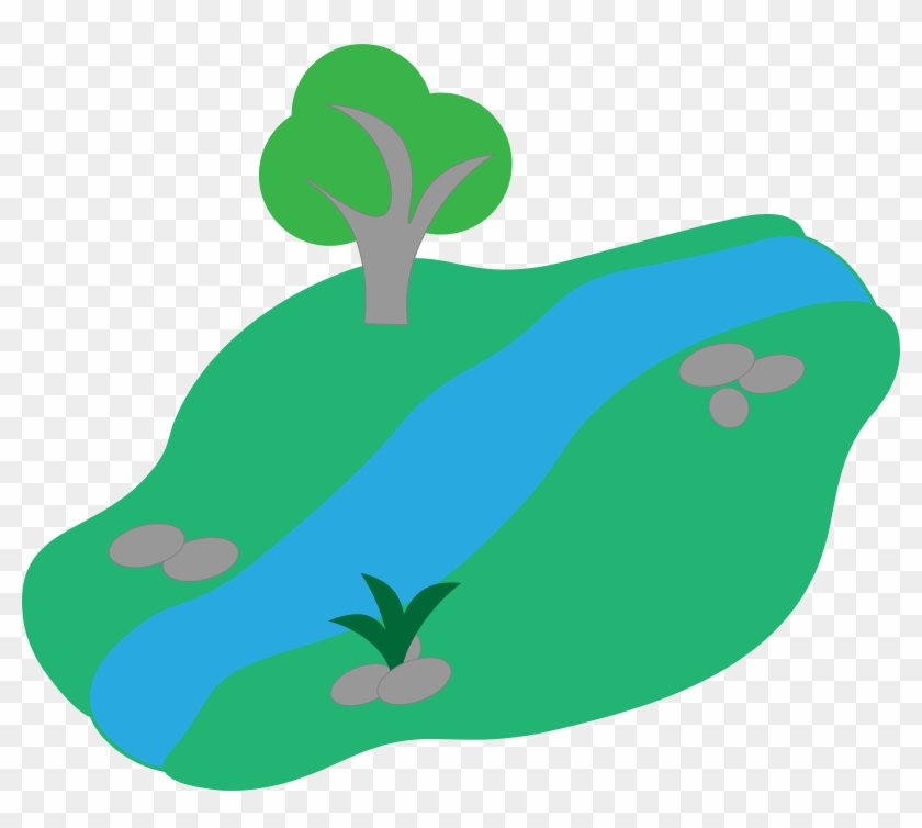 Stream With Basic Tree - Clip Art Of Canal #41083