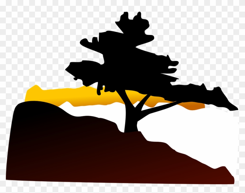 Tree, Hill, Sunset, Landscape, Twilight - Bonsai Tree Clip Art #41136