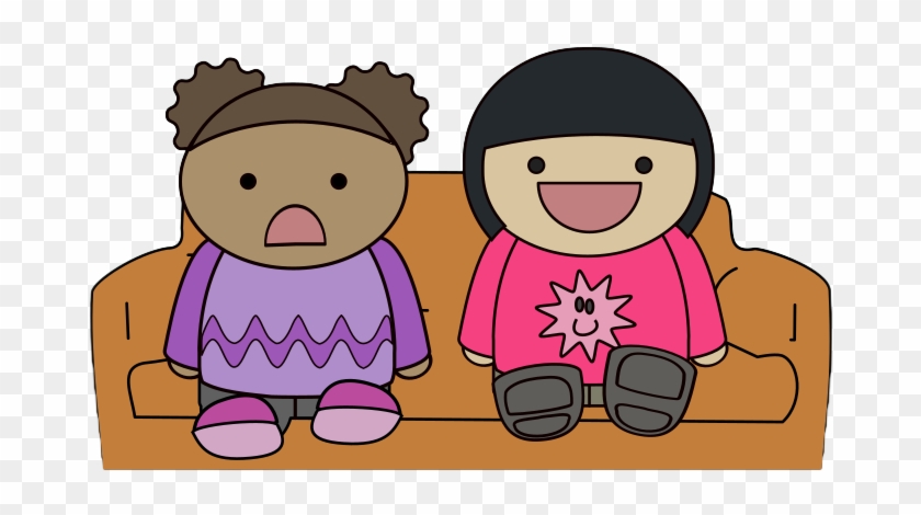 Free Two Kids Watching Tv Clip Art - Two Girls Watching Tv In Cartoon #41312