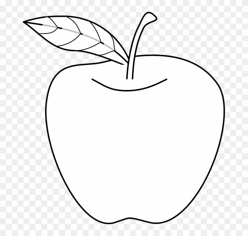 Apple Food Fruit Outline Fruits Plant - ภาพ วาด ระบายสี แอ ป เปิ้ ล #41446