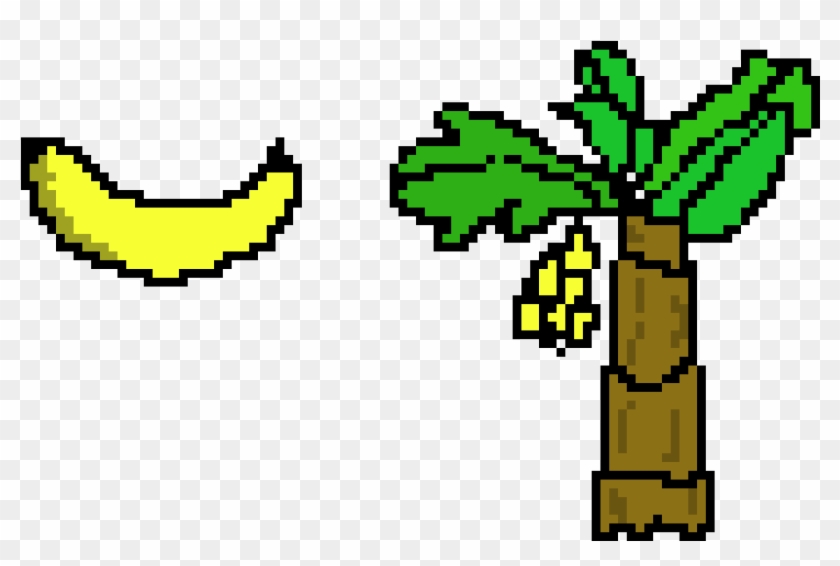 Banana And Banana Tree - Pixel Art Banana Tree #41563