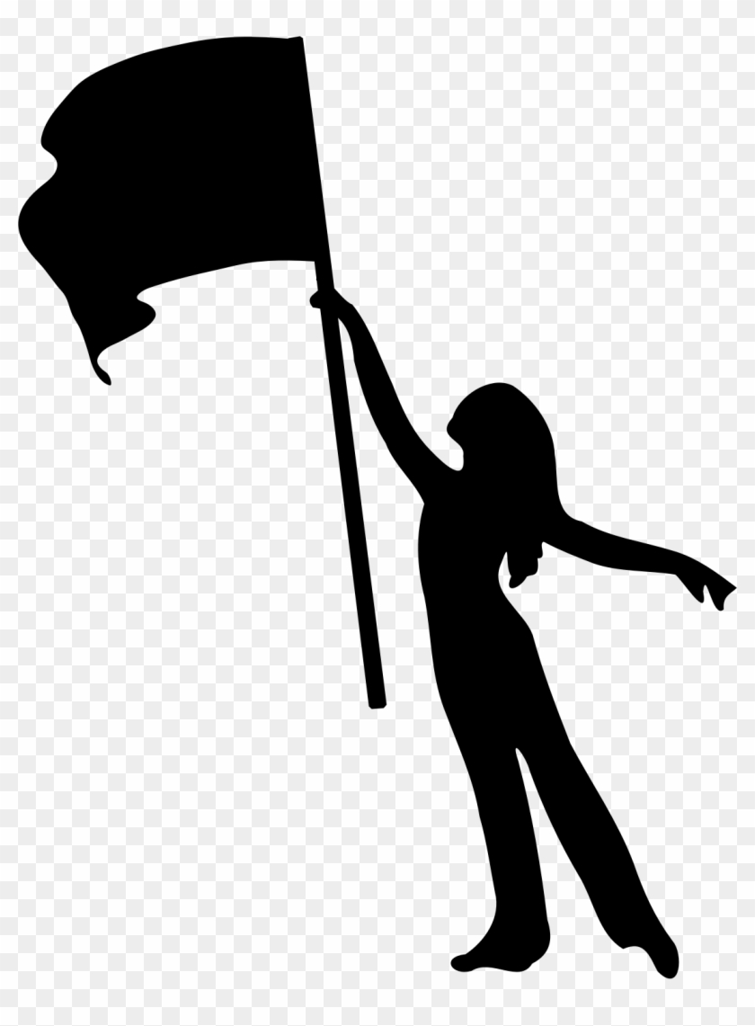 Clipart Color Guard Flag Girl Silhouette - Color Guard Silhouette #41977