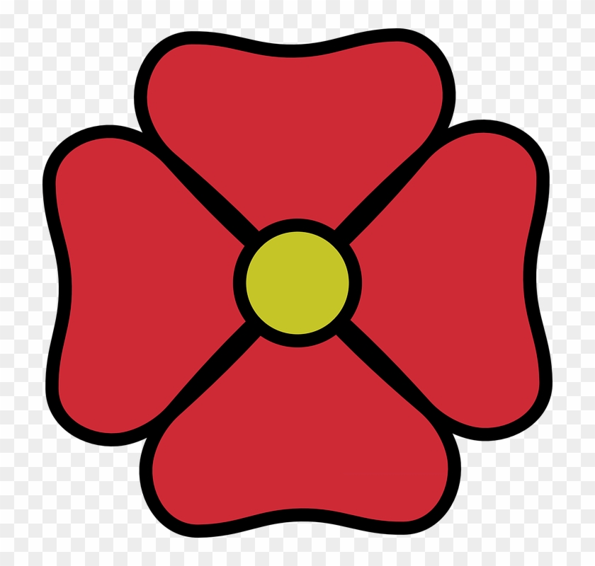 Red Green Flower Flowers Cartoon Free Plant Four - Clip Art #42334