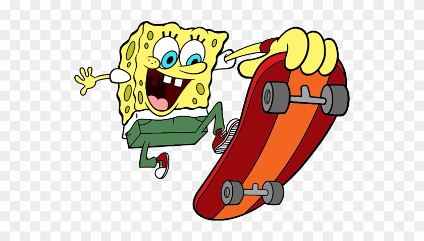 Spongebob, Garry Spongebob Chasing Jellyfish Spongebob - Spongebob On A Skateboard #42361