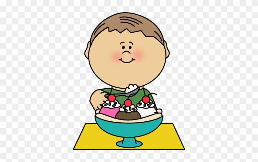 Eating Banana Split Clip Art - Boy Eating Ice Cream Clip Art #42971