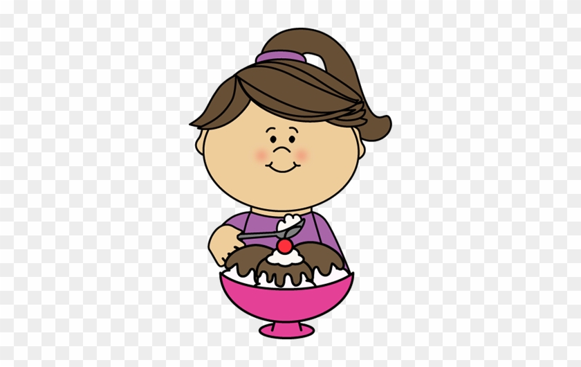 Hot Fudge Sundae Clip Art - Girl Eating Ice Cream Clipart #42993