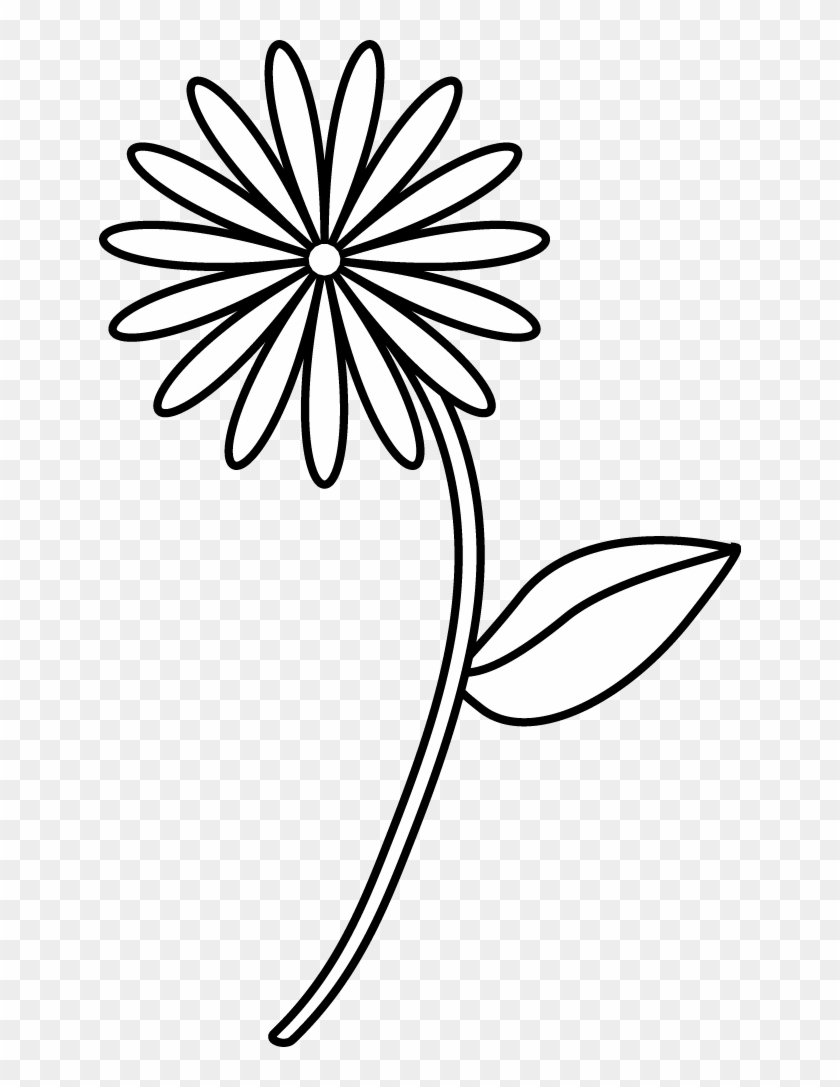 Simple Flower Coloring Page - Easy Flower Line Drawing #43334