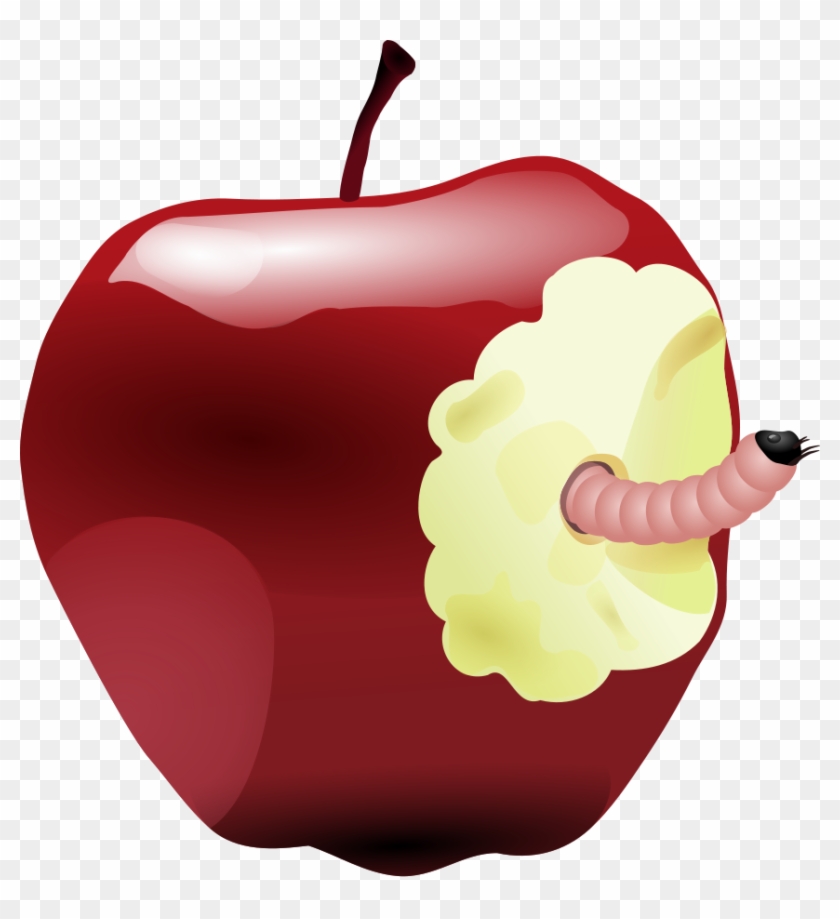 Apple With Worm Dan Clip Art - Bitten Apple #43655