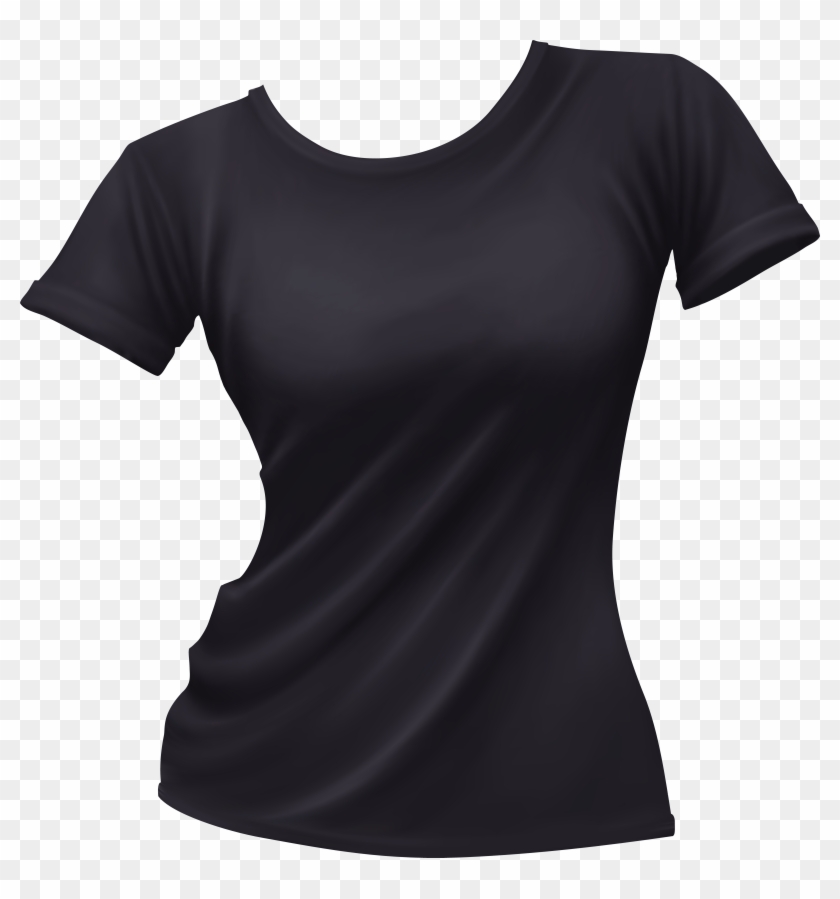 Female T Shirt Black Png Clip Art - Female Black T Shirt Png #44386