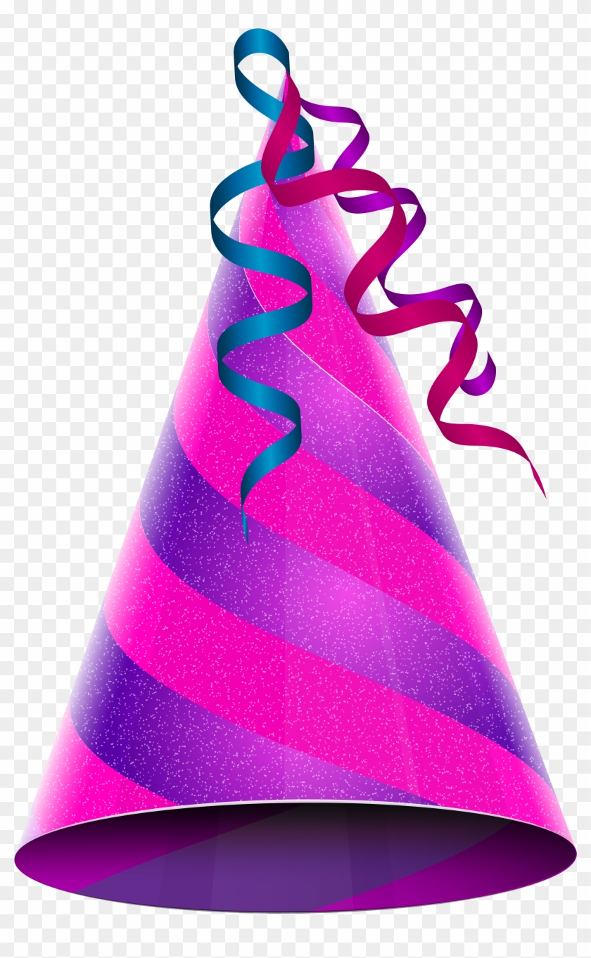 Birthday Party Hat Purple Pink Png Clip Art Imageu200b - Purple Pink Party Hat #44531
