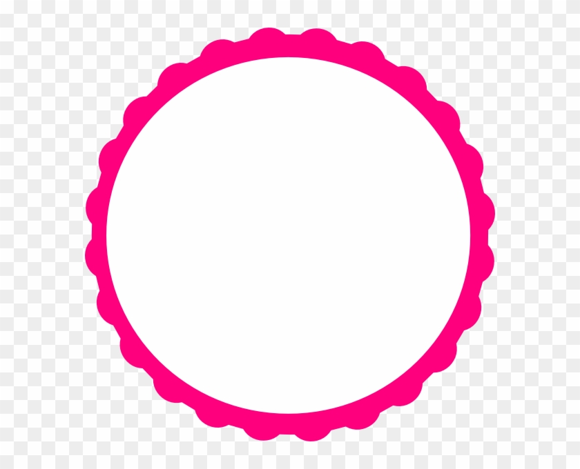 Pink Scallop Clip Art - Scalloped Circle Frame Clip Art Pink #241253