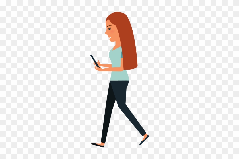 Smartphone Girl Cliparts - Lady Using Smartphone Vector #241323