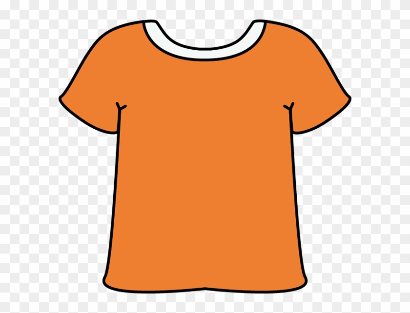Orange Tshirt With A White Collar Clip Art - Shorts And T Shirt Clip Art #242288