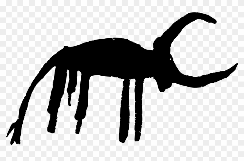 Rock Art Ox Clipart, Vector Clip Art Online, Royalty - Caveman Painting Png #242316