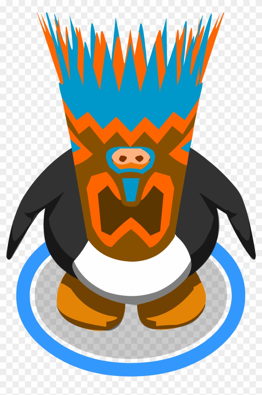 Blue Tiki Mask - Club Penguin 10th Anniversary Hat #242442