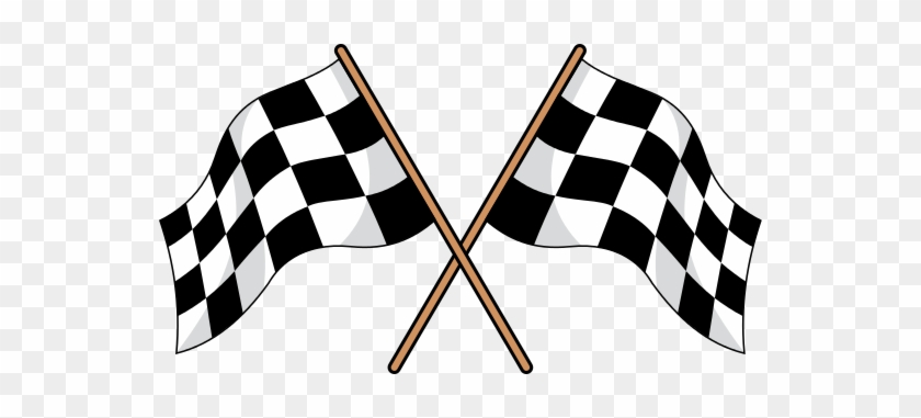 Two Crossed Black And White Checkered Flags - Cartoon Racing Flag #242532