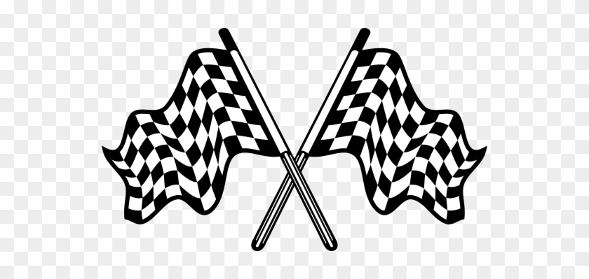 Crossed Pair Of Waving Checkered Flags - Heraldry #242540