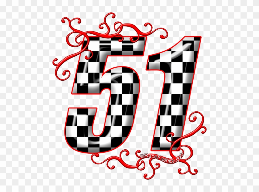 Number 51 Crossing Checkered Flag - 25 Franks Crew Dark Round Ornament #242591