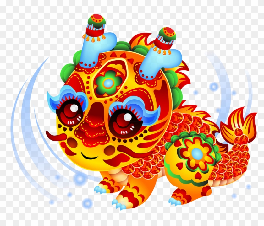 Lion Dance Cartoon Chinese New Year Illustration - Lion Dance Cartoon Chinese New Year Illustration #242925