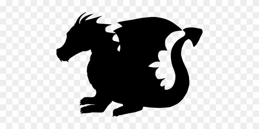 Dragon Animal Fantasy Silhouette Black Dra - Baby Dragon Silhouette #242895