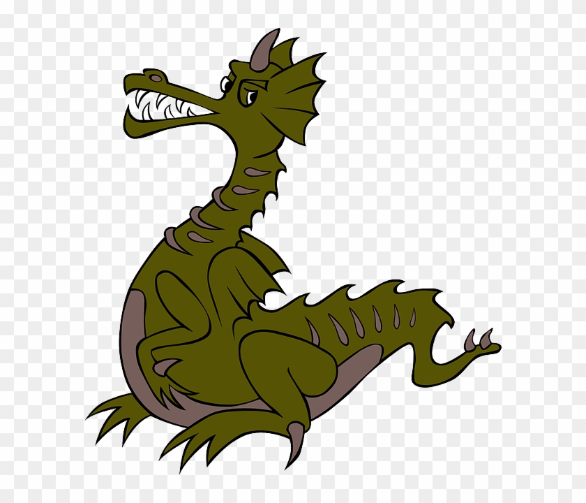 Cartoon Dragon, Green, Outline, Fire, Character, Cartoon - Green Dragon Cartoon Png #243339