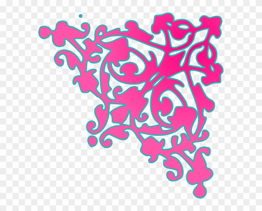 Pink/teal Persian Corner Clip Art At Clker - Pink Transparent Border Corner #243690
