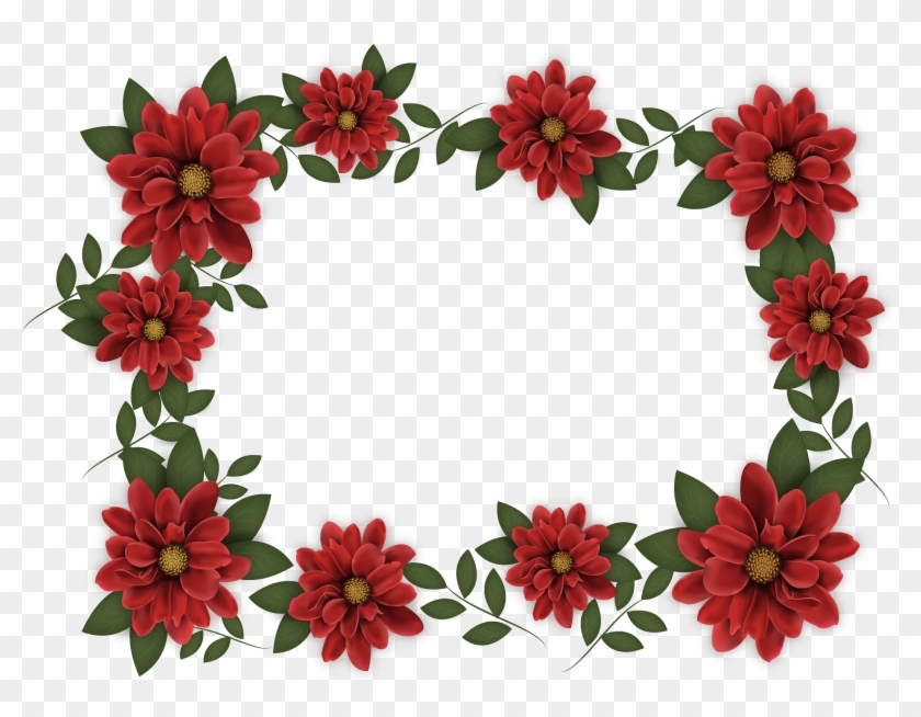 Adobe Illustrator Red Computer File - Red Flowers Border Png #243946