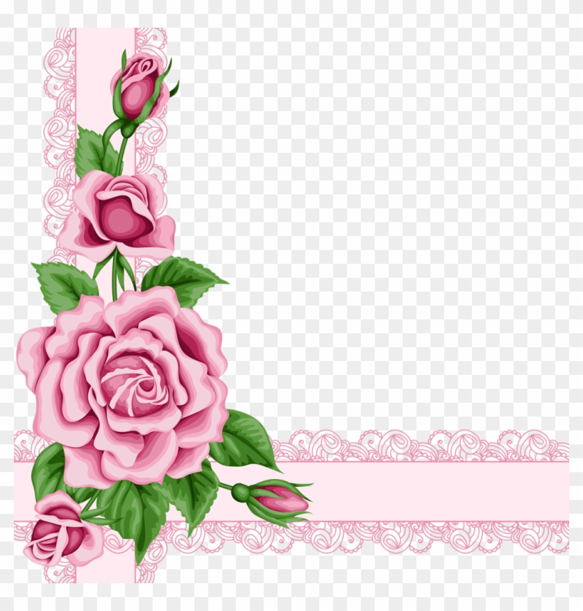 Borders * Cantoneiras * Cluster - Roses Flowers Border Clip Art #244206