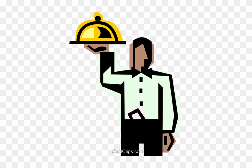 Waiter With A Serving Tray Royalty Free Vector Clip - Waiter With A Serving Tray Royalty Free Vector Clip #1555287