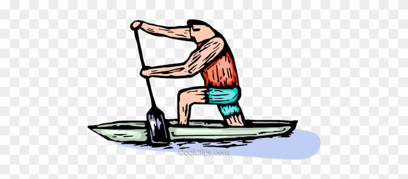 Man Paddling A Canoe Royalty Free Vector Clip Art Illustration - Man Paddling A Canoe Royalty Free Vector Clip Art Illustration #1556040