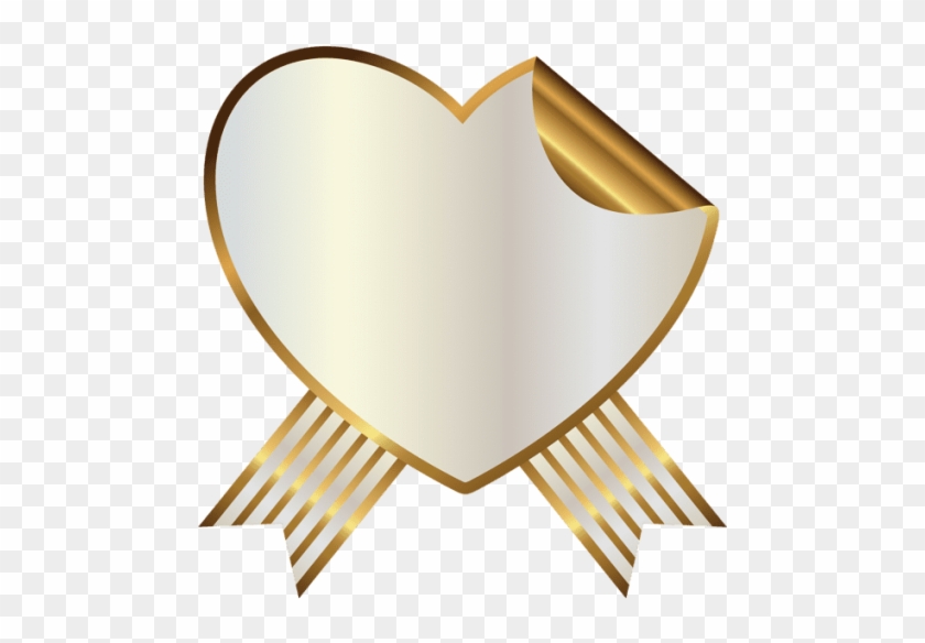 Free Png Download White And Gold Heart Seal With Ribbon - Free Png Download White And Gold Heart Seal With Ribbon #1558719