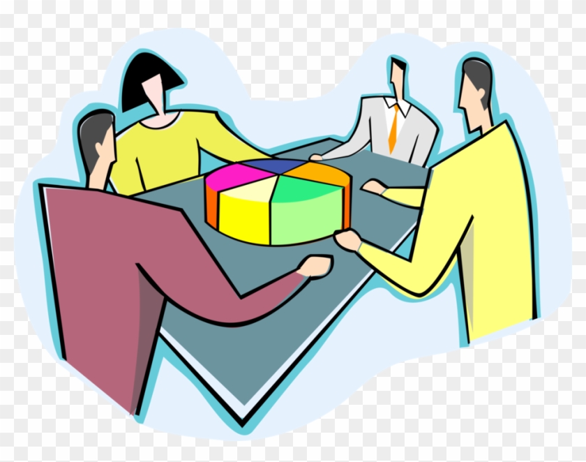 Vector Illustration Of Boardroom Meeting Dividing Up - Vector Illustration Of Boardroom Meeting Dividing Up #1558921