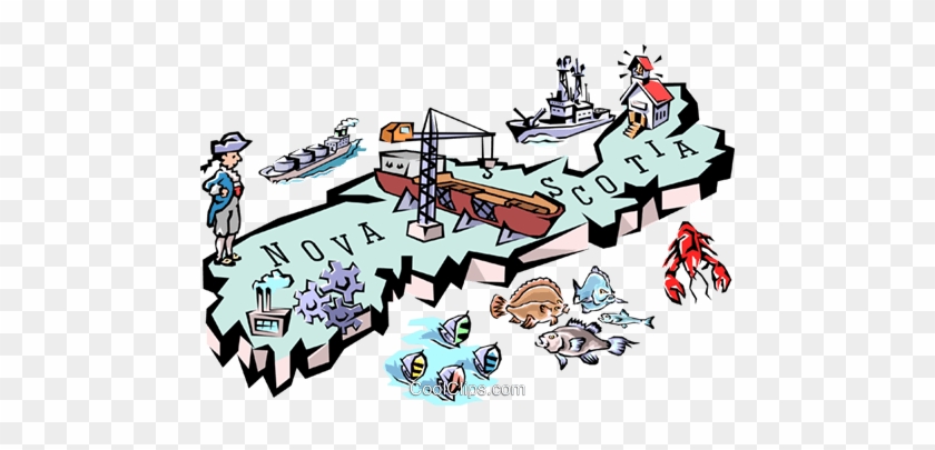 Nova Scotia Map Royalty Free Vector Clip Art Illustration - Nova Scotia