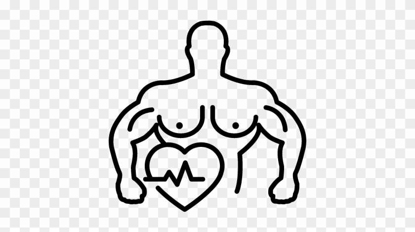 Muscular Male Outline With Heart And Lifeline Vector - Muscular Male Outline With Heart And Lifeline Vector #1559408