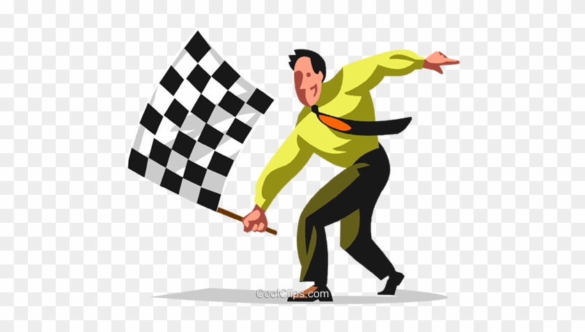 Businessman Waving Checkered Flag Royalty Free Vector - Businessman Waving Checkered Flag Royalty Free Vector #1560776