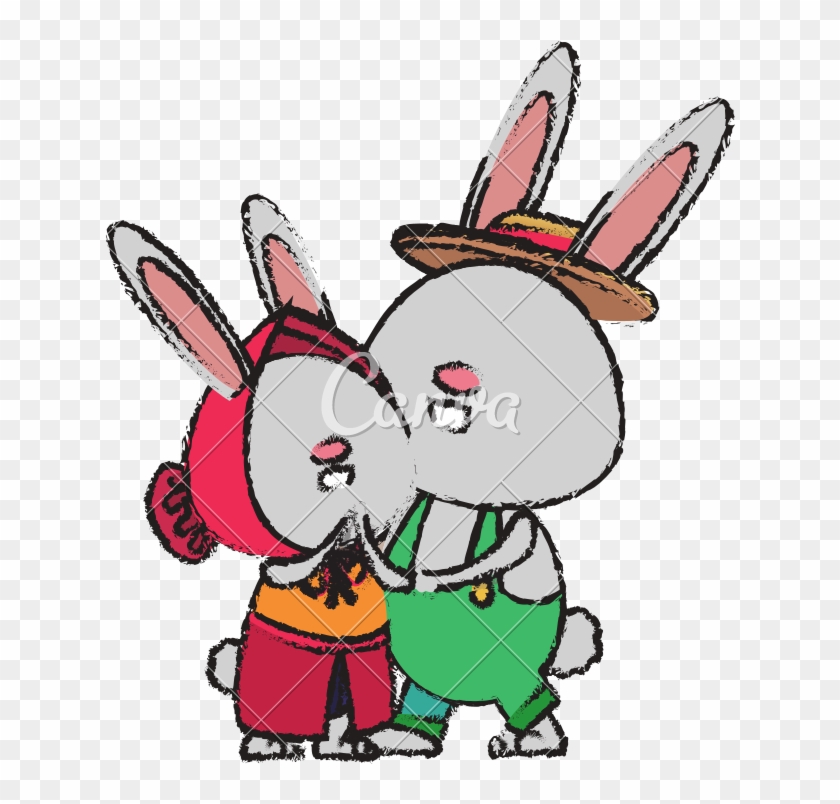 Bunnies Clipart Couple - Bunnies Clipart Couple #1560987