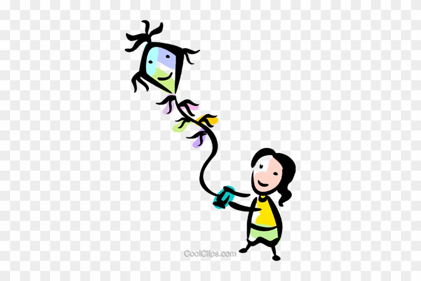 Kite Flying Royalty Free Vector Clip Art Illustration - Kite Flying Royalty Free Vector Clip Art Illustration #1561213