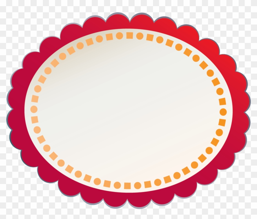 Red Flower Outline Badge With Yellow Square Circle - Red Flower Outline Badge With Yellow Square Circle #1561615