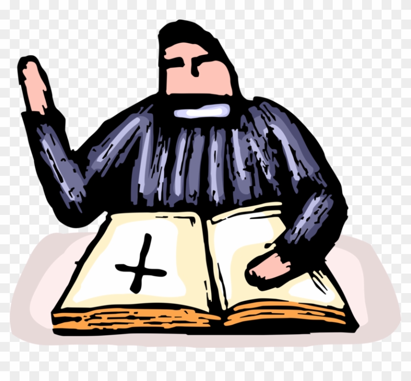 Vector Illustration Of Christian Minister Priest Preaching - Vector Illustration Of Christian Minister Priest Preaching #1562811