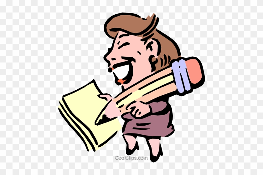 Cartoon Woman Writing Royalty Free Vector Clip Art - Cartoon Woman
